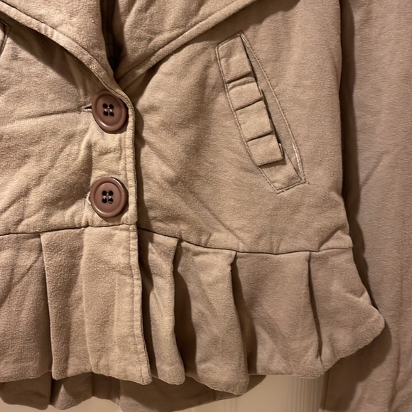 Mike & Chris Fleece Peplum Jacket Taupe Small - Picture 5 of 10